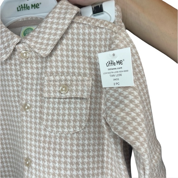 NWT Little Me Tan and Beige Houndstooth Baby Set size 3mo & 9mo (two listings) - Picture 2 of 4